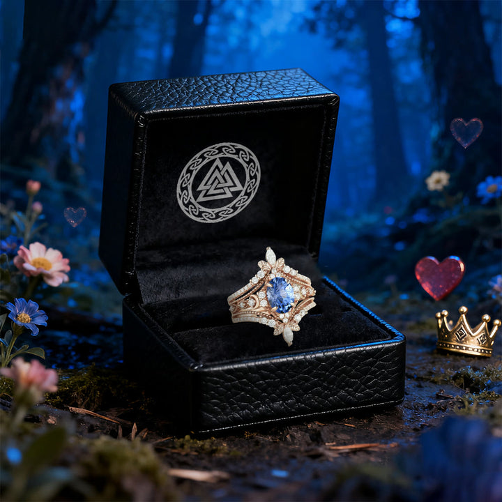 WorldNorse Ringset mit Blumenkrone und blauem Zirkon - image 4