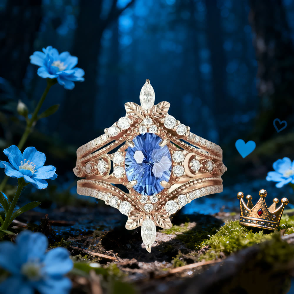 WorldNorse Ringset mit Blumenkrone und blauem Zirkon - 62mm - image 0