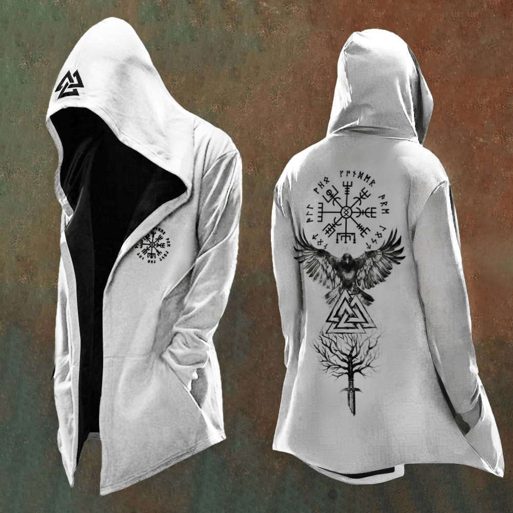 WorldNorse Vegvisir Yggdrasil Raven Mandala Kapuzenjacke - US/UK/AU48, EU58 (4XL) - image 0