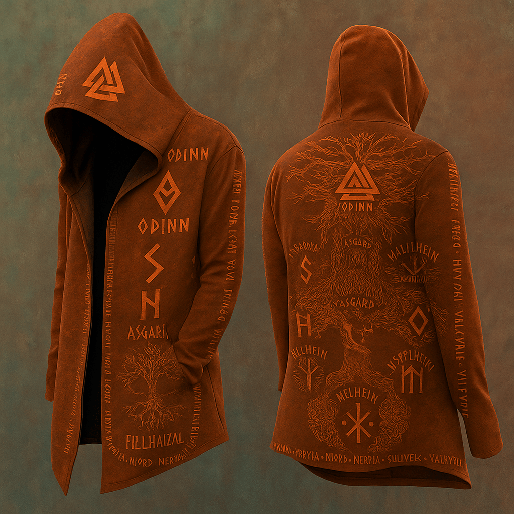 WorldNorse – Yggdrasil Kapuzenjacke in Erdtönen - US/UK/AU48, EU58 (4XL) - image 0