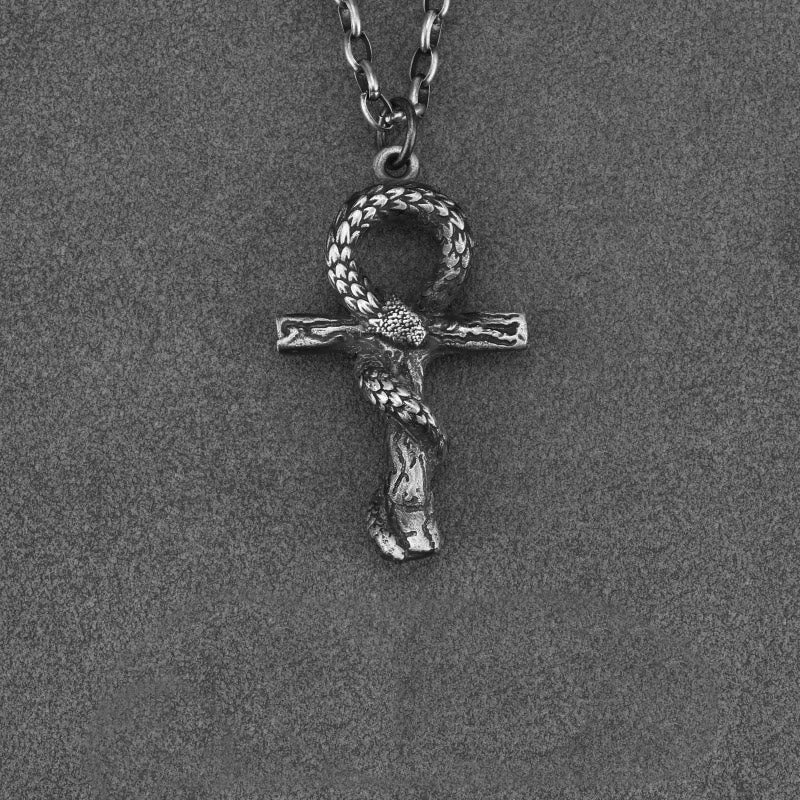 WorldNorse 999 Sterling Silber Mittelalterliche Schlangen-Ankh-Halskette - Mit 60cm eiförmiger Kette - image 5