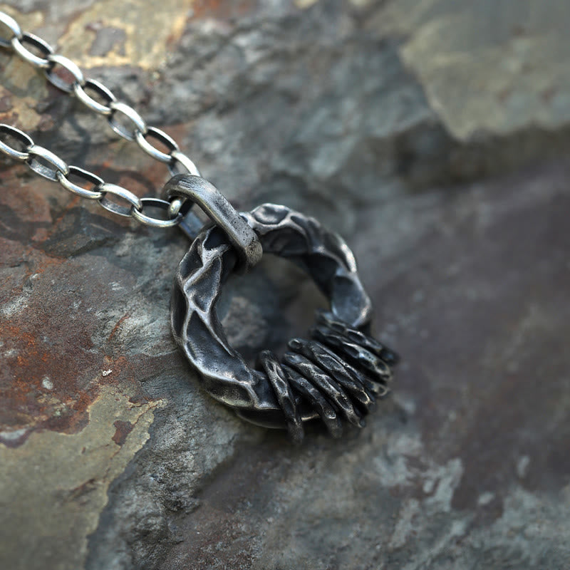 WorldNorse 999 Sterling Silber Mittelalterliche gehämmerte Ringhalskette - image 0