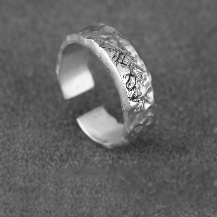 WorldNorse 999 Sterling Silber Handgefertigter Ring mit robuster Oberfläche - Silberweiß - image 3