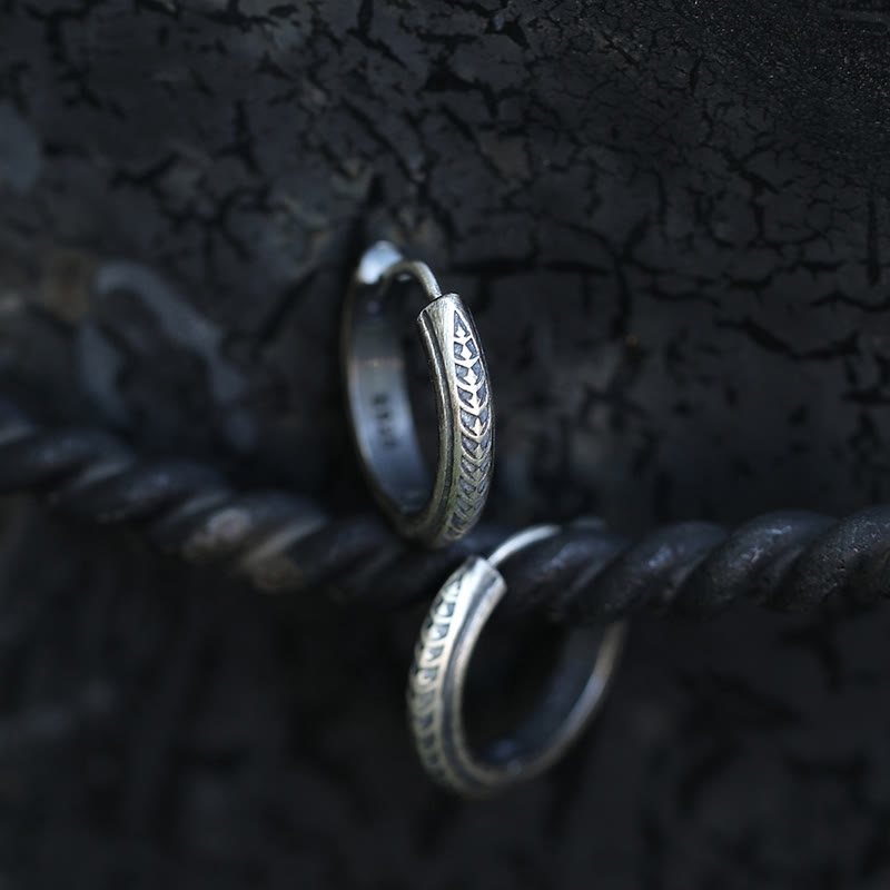 WorldNorse 925 Sterling Silber Gothic Gravierte Silberohrringe - image 2