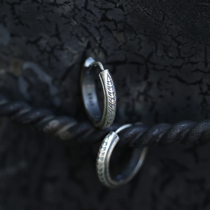 WorldNorse 925 Sterling Silber Gothic Gravierte Silberohrringe - image 2