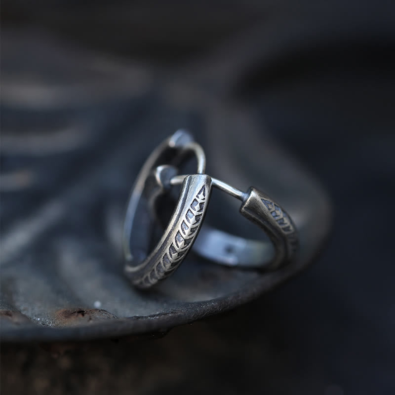 WorldNorse 925 Sterling Silber Gothic Gravierte Silberohrringe - image 1