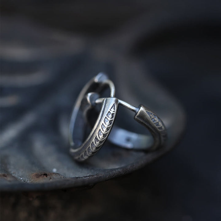 WorldNorse 925 Sterling Silber Gothic Gravierte Silberohrringe - image 1