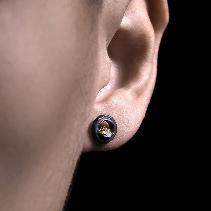 WorldNorse 999 Sterling Silber Handgefertigte Gold Berg Ohrringe - image 1