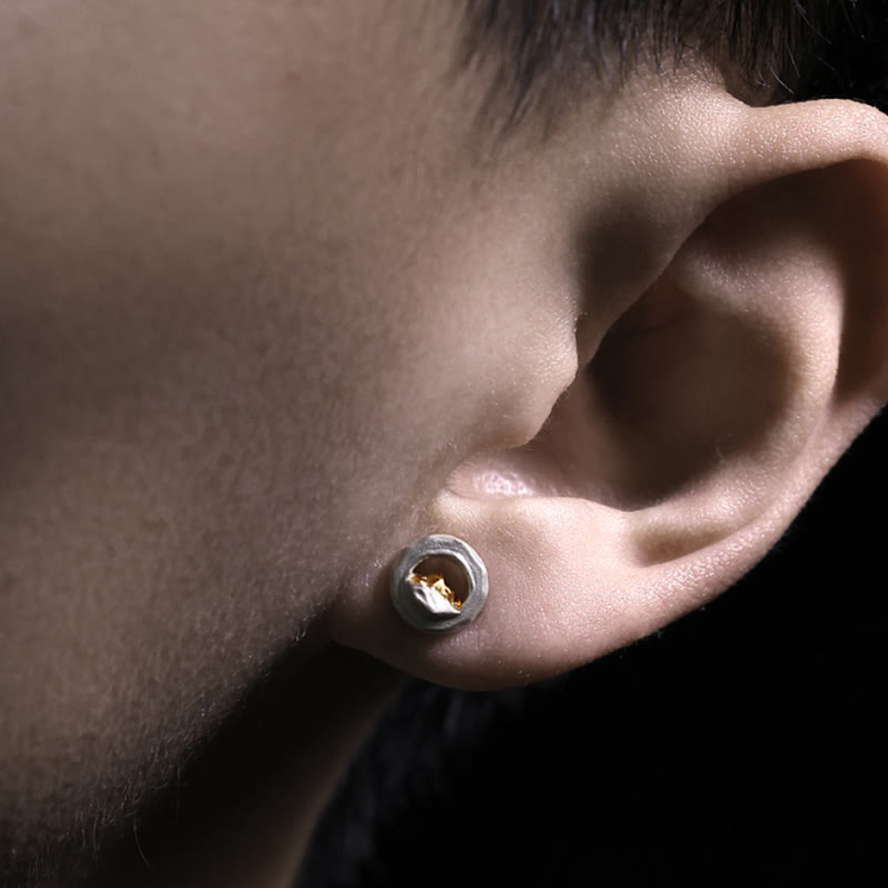 WorldNorse 999 Sterling Silber Handgefertigte Gold Berg Ohrringe - image 2