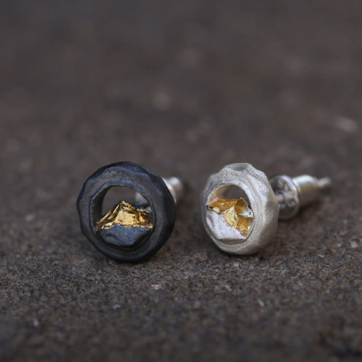 WorldNorse 999 Sterling Silber Handgefertigte Gold Berg Ohrringe - image 5