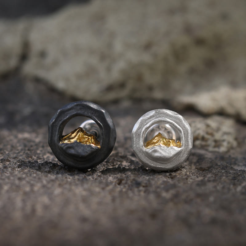 WorldNorse 999 Sterling Silber Handgefertigte Gold Berg Ohrringe - image 0