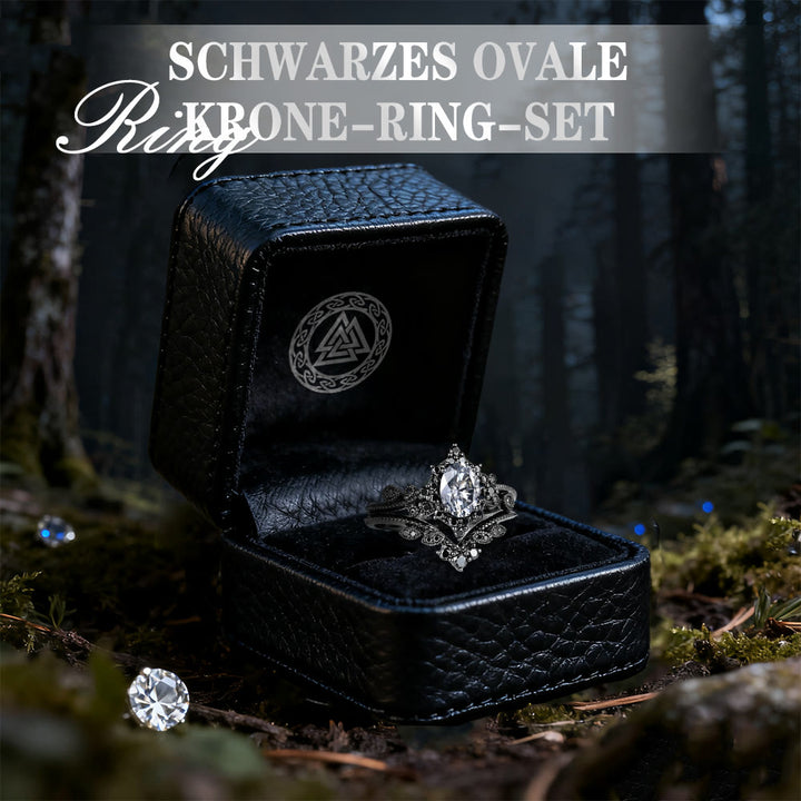 WorldNorse Schwarzes ovales Kronenring-Set - image 7