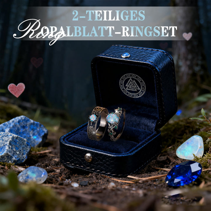 WorldNorse 2-teiliges Ringset mit Blättern aus blauem Sandstein - image 7