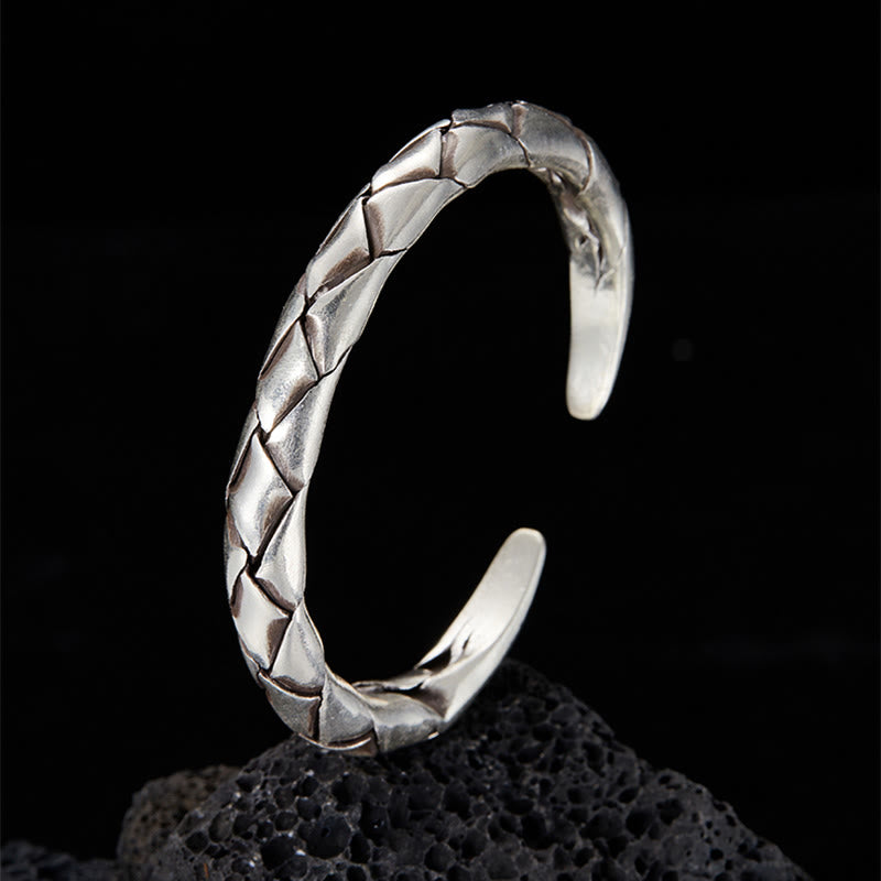 WorldNorse Manschettenarmband aus 925er Sterlingsilber mit Serpentin - Innenumfang 16-17 cm - image 2