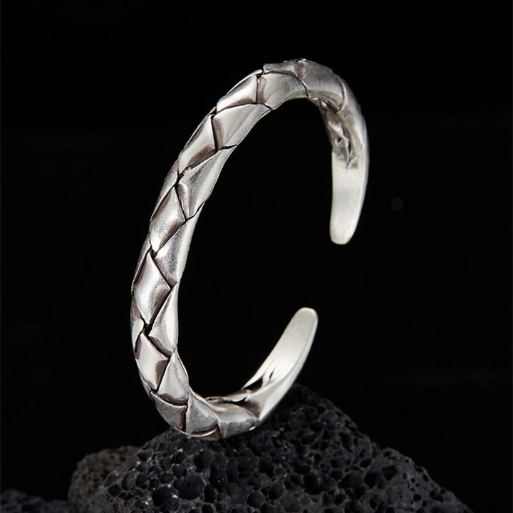 WorldNorse Manschettenarmband aus 925er Sterlingsilber mit Serpentin - Innenumfang 16-17 cm - image 2