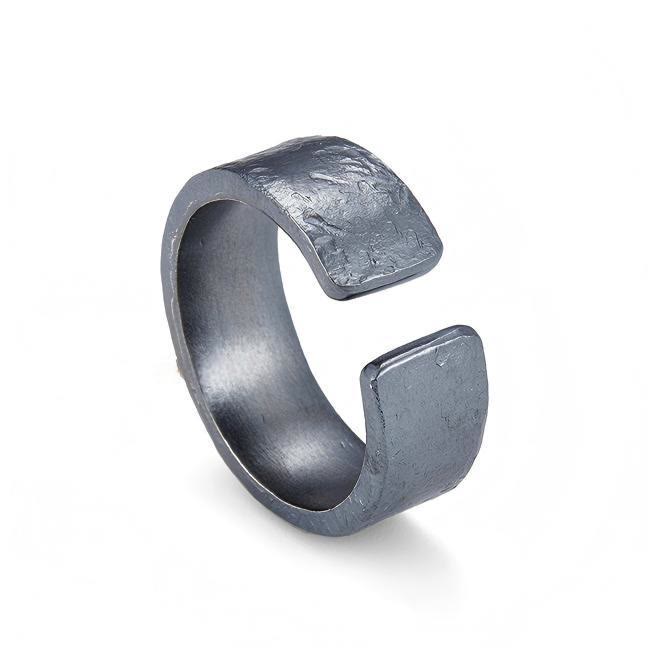 WorldNorse 999 Sterling Silber Dunkel strukturierter geschmiedeter Kreuzring - image 3