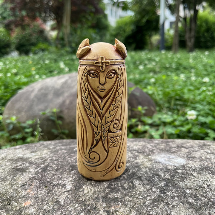 WorldNorse Knot Wappenweber-Statue mit Horn - Göttin - image 0