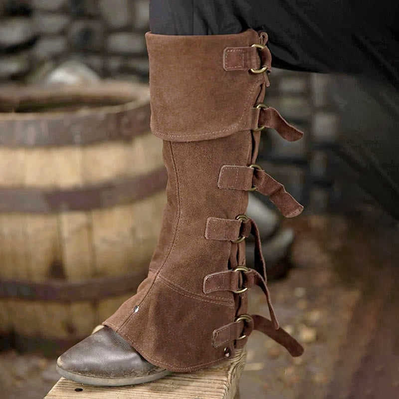 WorldNorse Wikinger-Stiefelüberzug aus Leder mit Schnallenriemen - image 1