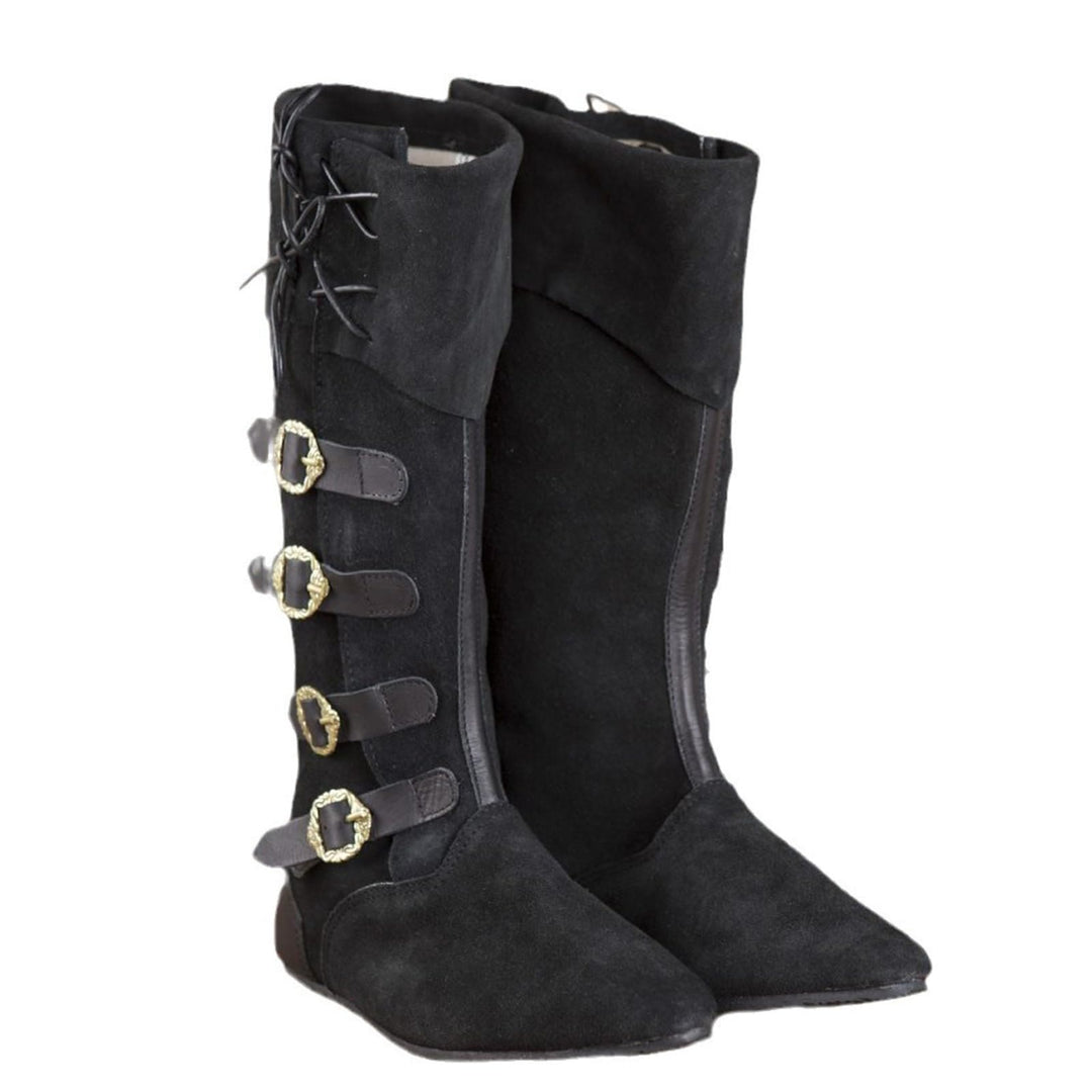 WorldNorse Schnürstiefel mit Schnallenverzierungen und umklappbarem Schaft, kniehoch. - Schwarz - US 13 - image 4