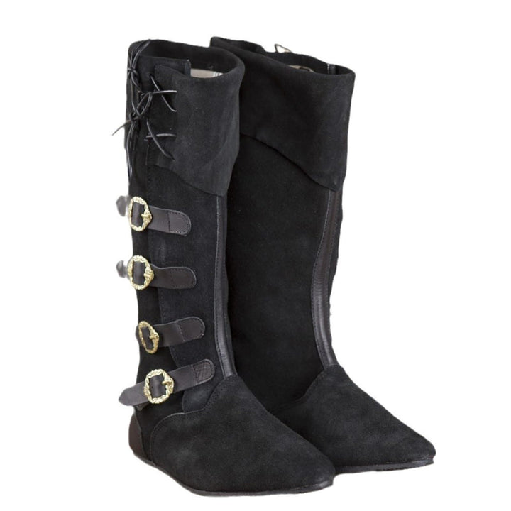 WorldNorse Schnürstiefel mit Schnallenverzierungen und umklappbarem Schaft, kniehoch. - Schwarz - US 13 - image 4