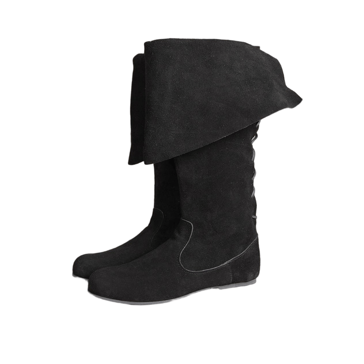 WorldNorse Wildleder-Kniestiefel mit umklappbarem Kordelzug - Schwarz - US 13 - image 4