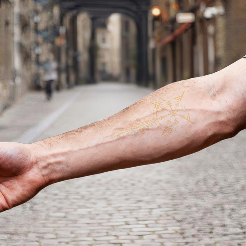 WorldNorse Vergoldete Vegvisir Lanze Wasserdichte Tattoo-Aufkleber - image 6