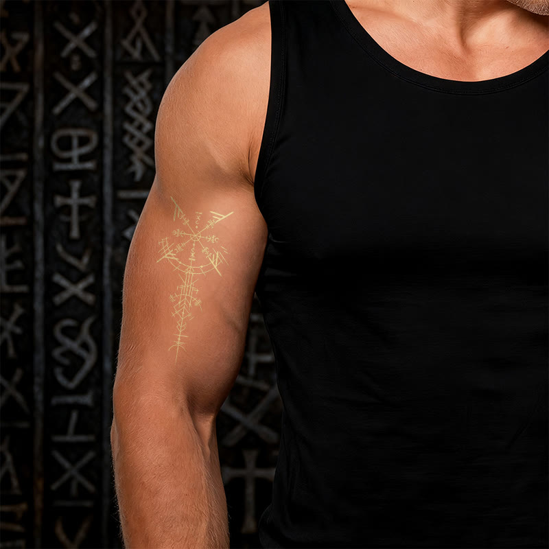 WorldNorse Vergoldete Vegvisir Lanze Wasserdichte Tattoo-Aufkleber - image 1