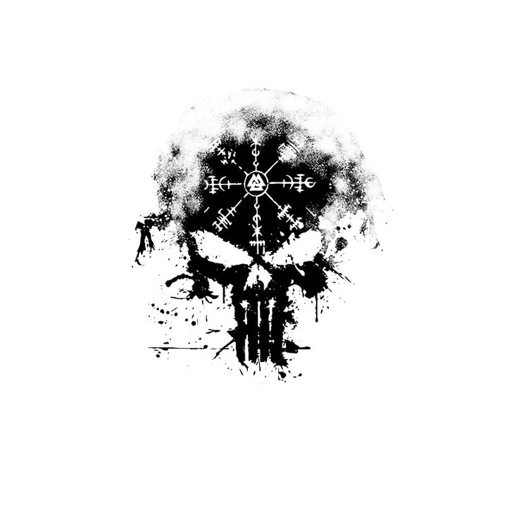 WorldNorse Grunge Inkblot Skull Waterproof Tattoo Stickers - Zwei Teile - image 0
