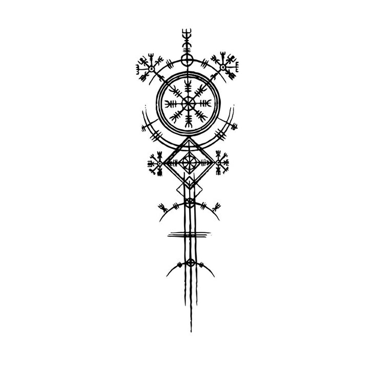 WorldNorse Architected Compass Spire Waterproof Tattoo Stickers - Zwei Teile - image 0