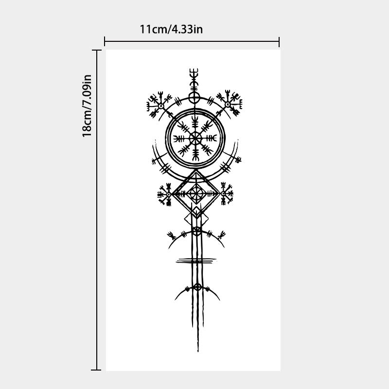 WorldNorse Architected Compass Spire Waterproof Tattoo Stickers - image 3