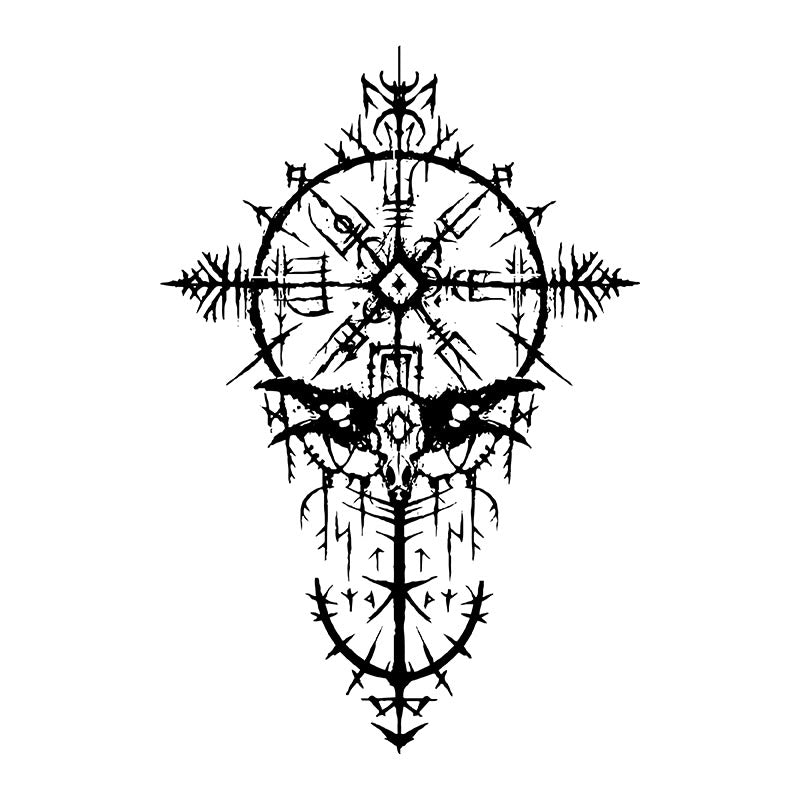 WorldNorse Gothic Rune Compass Vegvisir Wasserdichte Tattoo-Aufkleber - Zwei Teile - image 0