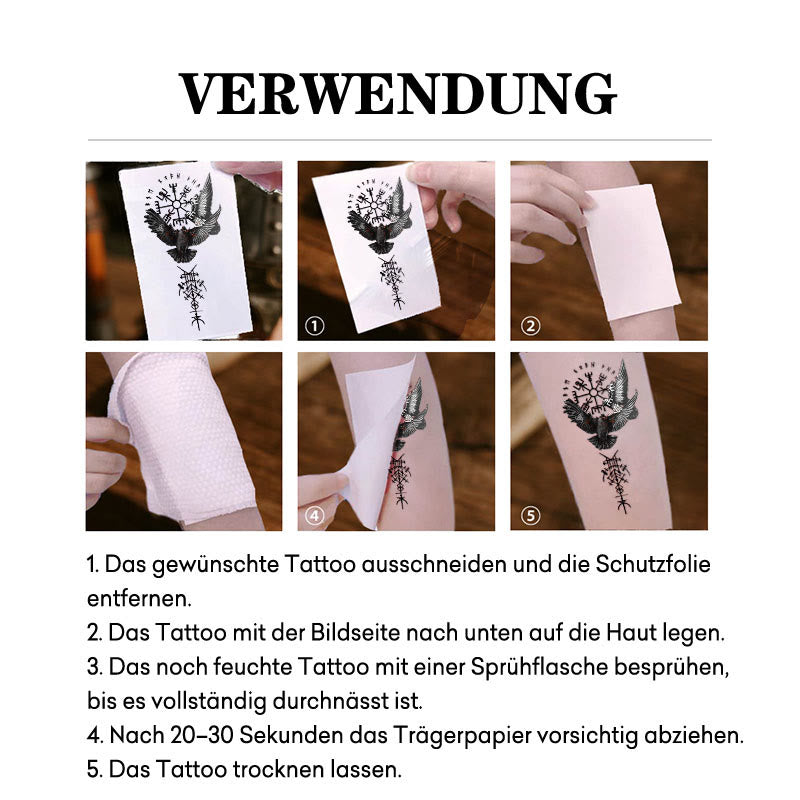 WorldNorse Viking Dark Rune Raven Emblem Waterproof Tattoo Stickers - image 4