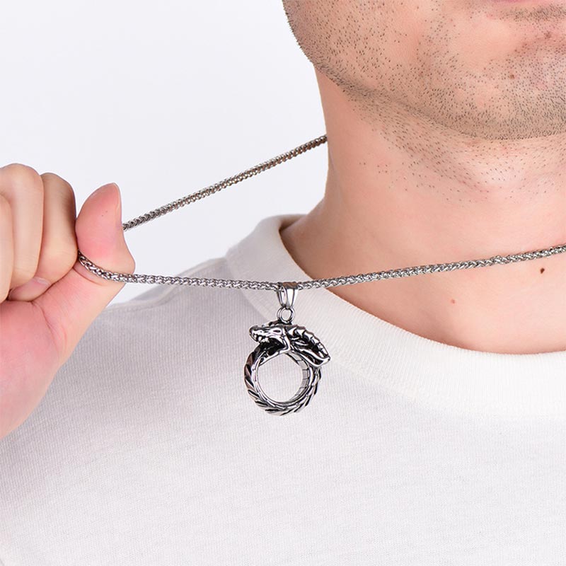 WorldNorse Nordischer mythischer Riesendrache Nicolas-Stil Schutzring/Halskette