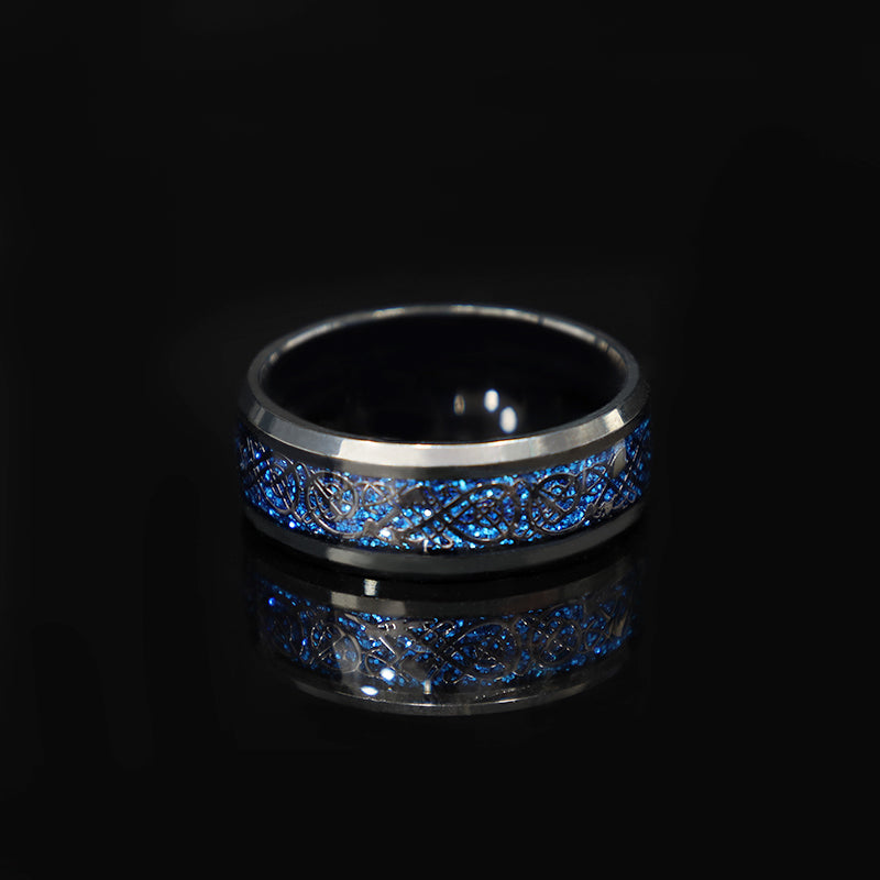 WorldNordischer Ring aus Legierung im Wikingerstil - Blau+Schwarz - 67mm - image 22