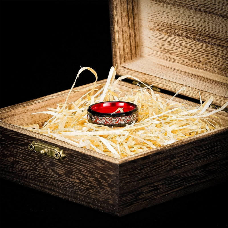 WorldNordischer Ring aus Legierung im Wikingerstil - Rot - 75mm - image 6