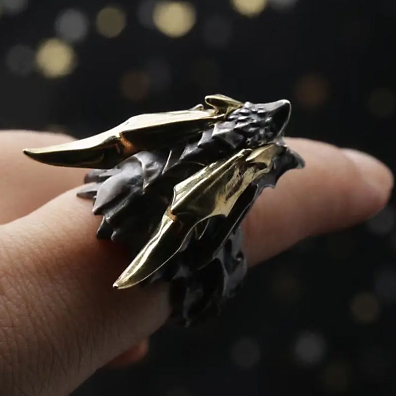 WorldNorse Retro Böser Drache Verstellbarer Ring - image 1