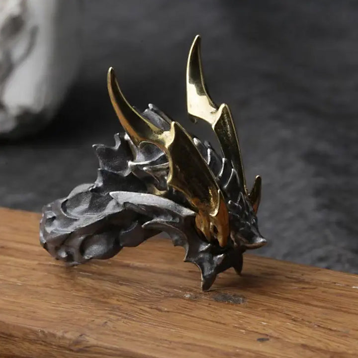 WorldNorse Retro Böser Drache Verstellbarer Ring - Drachen - image 0