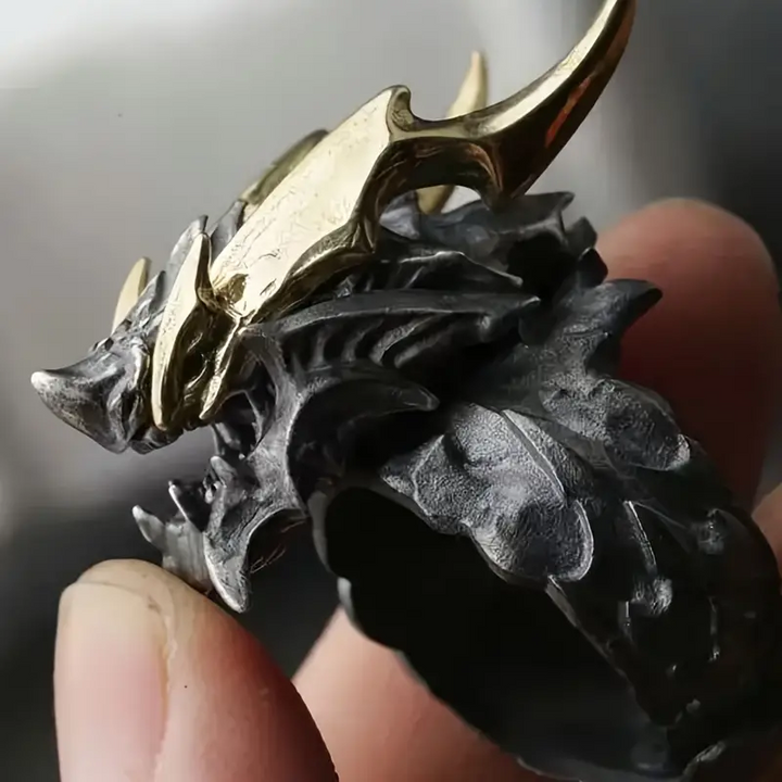 WorldNorse Retro Böser Drache Verstellbarer Ring - image 2