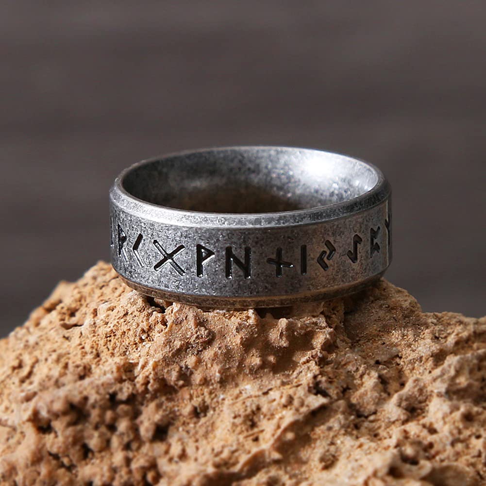 WorldNorse Vintage Wikinger-Runen-Ring aus Edelstahl - 67mm - image 0