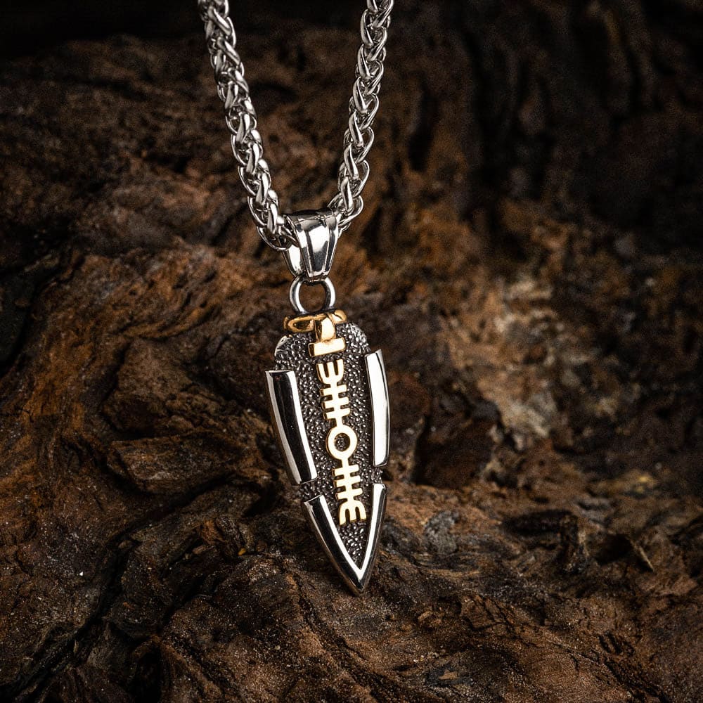 WorldNorse Massive doppelseitige Halskette mit Odins Speer und Valknut -Amulett