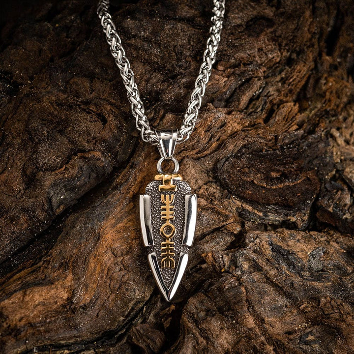 WorldNorse Massive doppelseitige Halskette mit Odins Speer und Valknut -Amulett
