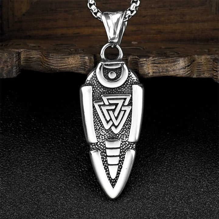 WorldNorse Massive doppelseitige Halskette mit Odins Speer und Valknut -Amulett