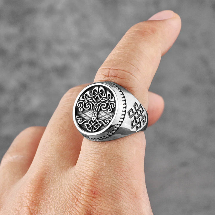 WorldNorse Vintage Edelstahlring mit Lebensbaum