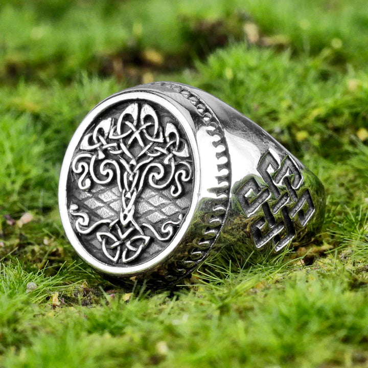 WorldNorse Vintage Edelstahlring mit Lebensbaum