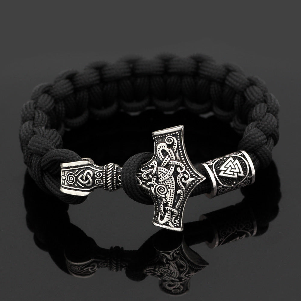 WorldNorse Thors Hammer geflochtenes Seil-Wikinger-Armband - Valknut - image 0