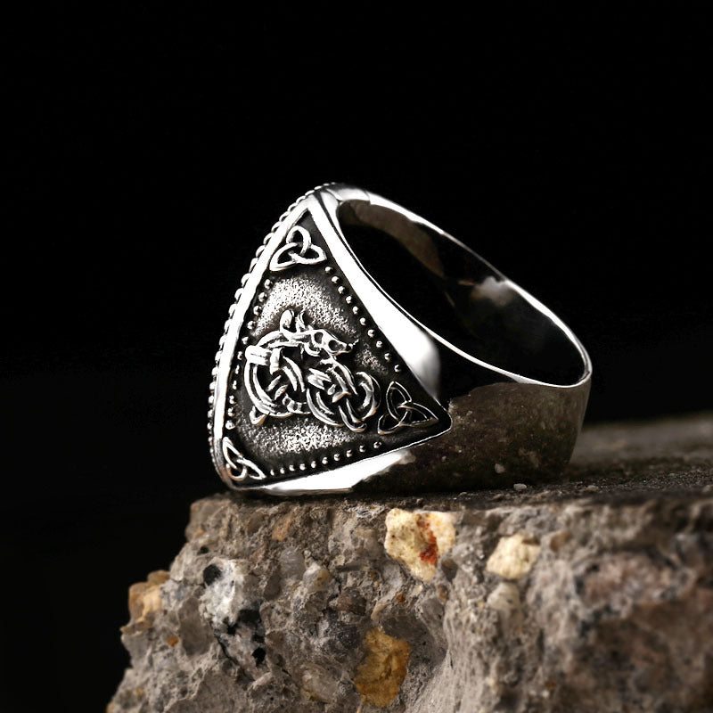WorldNorse Fenrir Wolf Amulett Siegelring Wikinger