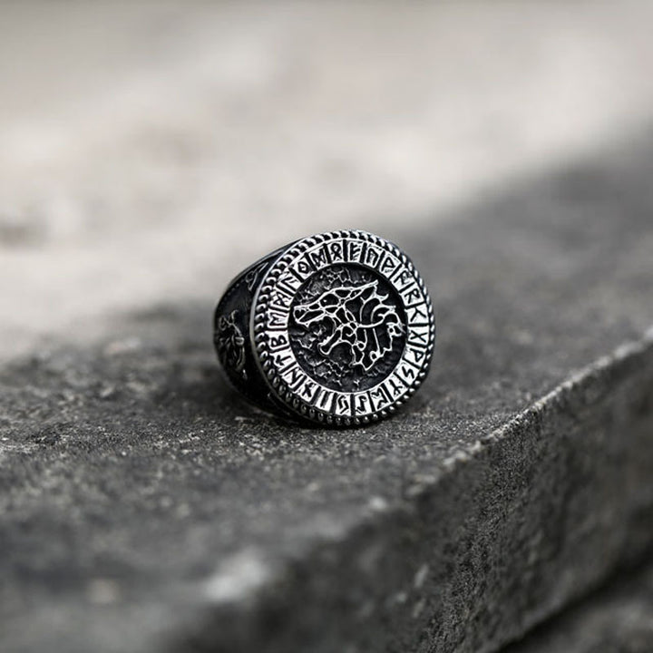 WorldNorse Fenrir Wolf Amulett Siegelring Wikinger