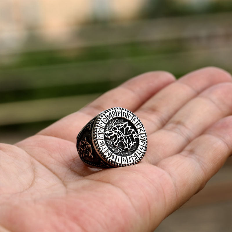 WorldNorse Fenrir Wolf Amulett Siegelring Wikinger