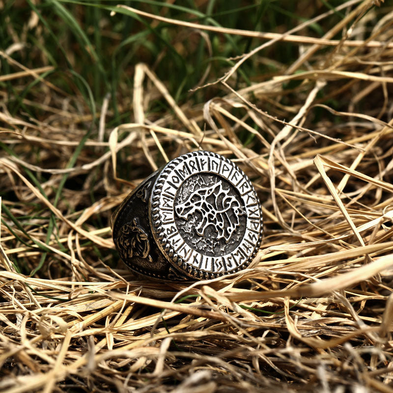 WorldNorse Fenrir Wolf Amulett Siegelring Wikinger