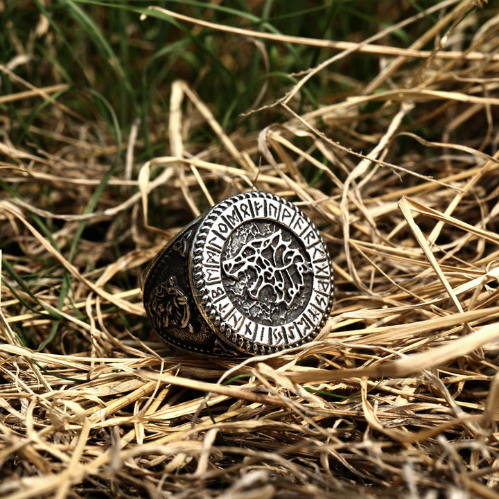 WorldNorse Fenrir Wolf Amulett Siegelring Wikinger